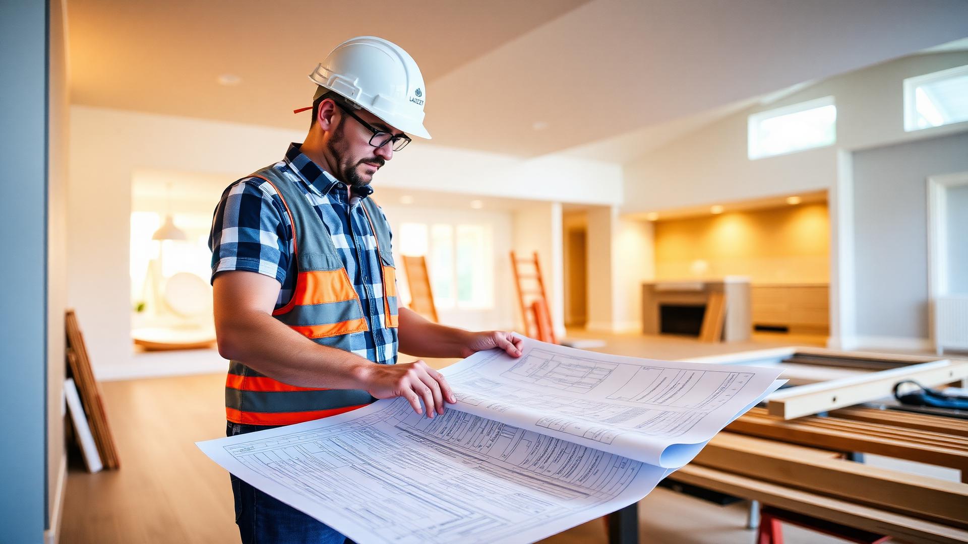 Infinity Builder project manager reviewing remodeling plans